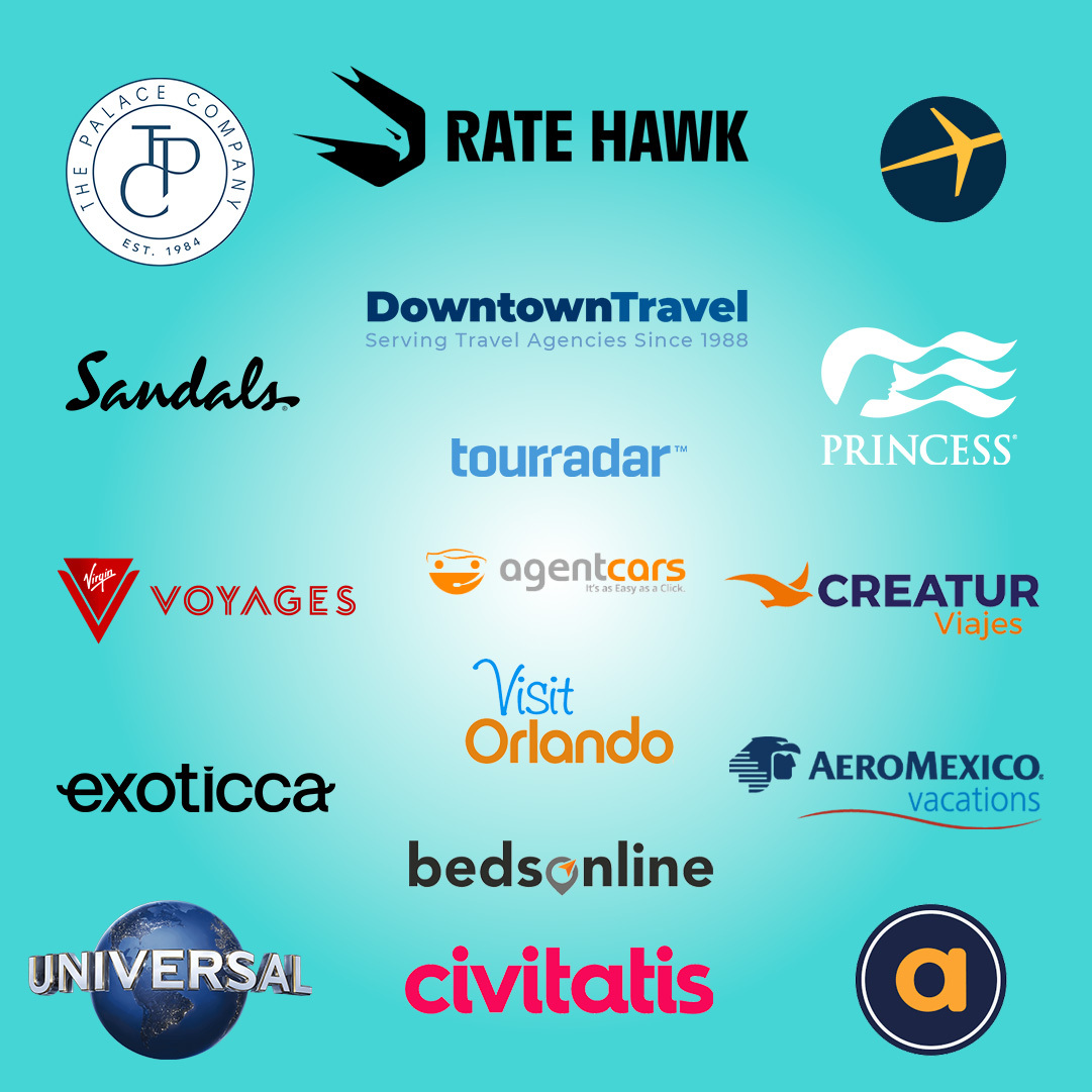 collage of featured suppliers at Archer Travel's Posada Party MX 2025